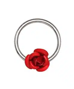 Red Rose Snap-in Captive Bead Ring / Septum Ring