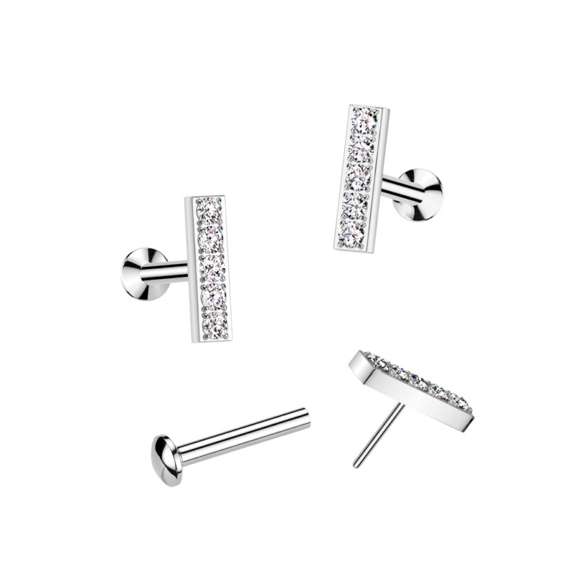 Push In Labret med 5 Kristaller