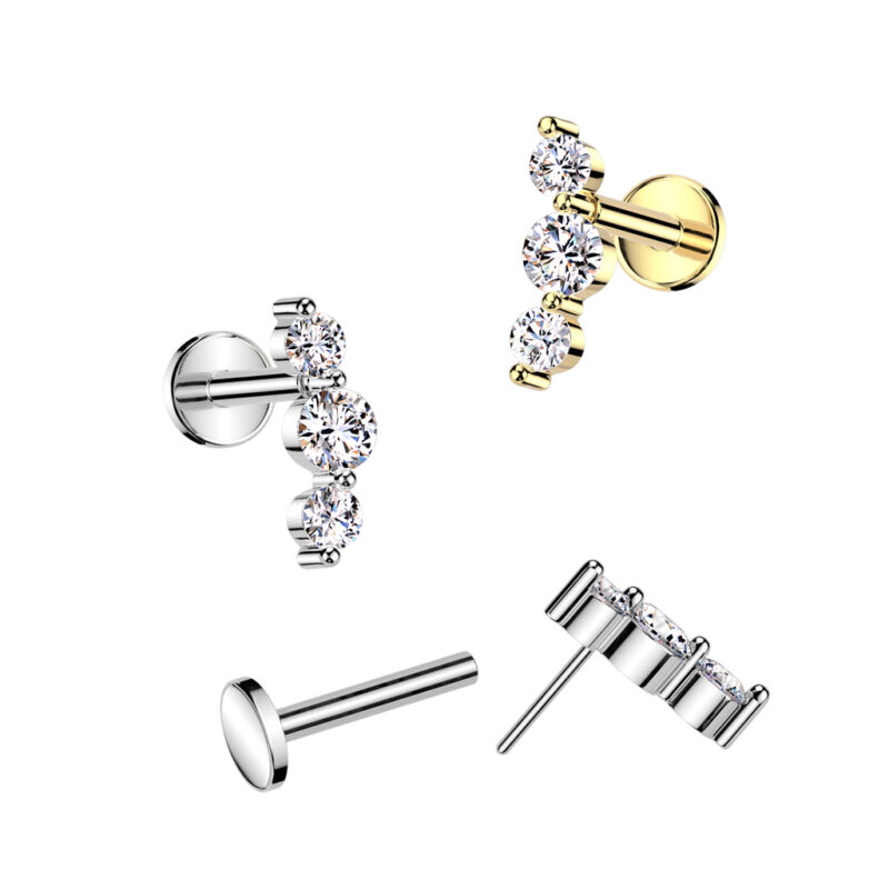 Push In Labret med Tripla Kristaller